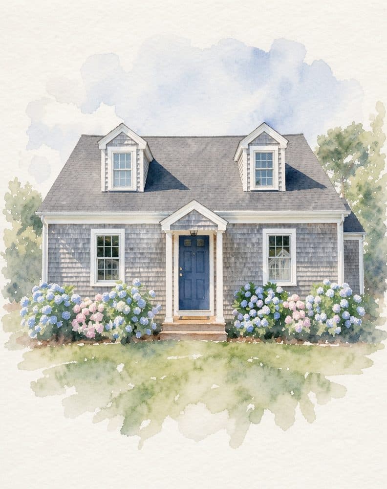 Watercolor portrait of a cape cod