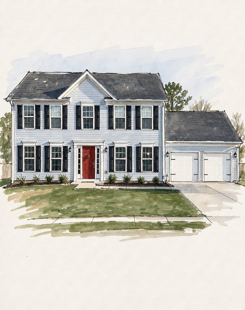 Ink & Color Wash portrait of a colonial